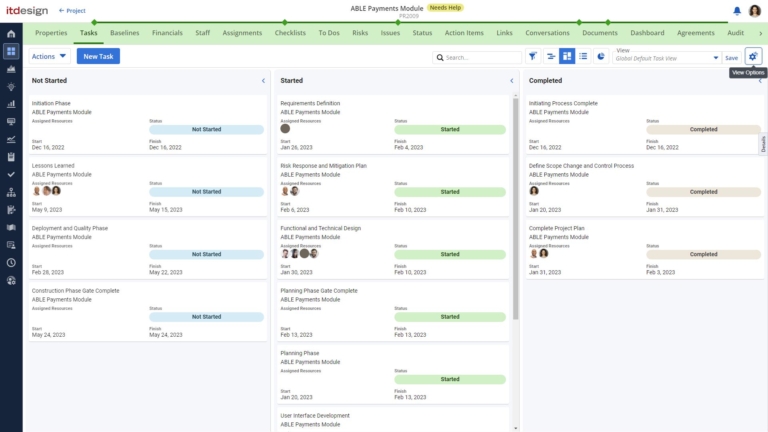 Alternatively, the tasks can also be viewed in more detail in the Kanban board.
